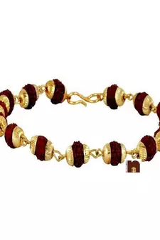 Rudraksha Bracelet With Golden Caps (Small Beads) (1 Pc)