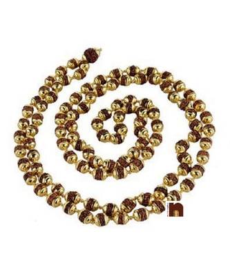 Rudraksha Mala With Gold Plated Caps (54+1 Beads) (1 Pc) 1