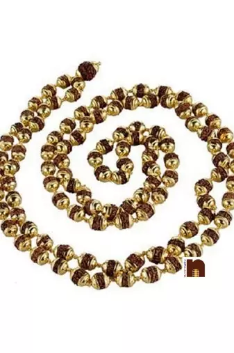 Rudraksha Mala With Gold Plated Caps (54+1 Beads) (1 Pc)