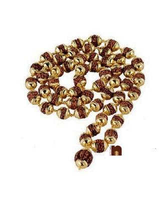 Rudraksha Mala With Gold Plated Caps (54+1 Beads) (1 Pc) 2