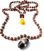6 M.M.Rudraksha | Rudraksh Mala With Narmada | Narmadeshwar Shivling Pendant (1 Pc)