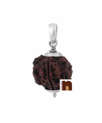 4 Mukhi Rudraksha | Four Faced Rudraksha Pendant With Lab Certificate (White Metal Pendant) (1 Pc) 1