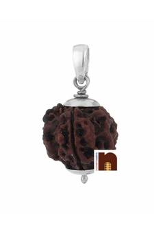 4 Mukhi Rudraksha | Four Faced Rudraksha Pendant With Lab Certificate (White Metal Pendant) (1 Pc)
