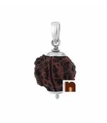 4 Mukhi Rudraksha | Four Faced Rudraksha Pendant With Lab Certificate (White Metal Pendant) (1 Pc)