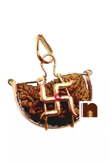 1 Mukhi One Face Rudraksha With Brass Swastik Pendant (1 Pc)