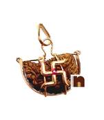 1 Mukhi One Face Rudraksha With Brass Swastik Pendant (1 Pc)