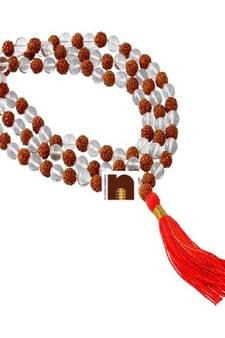 Rudraksha Crystal Sphatik Premium Quality Mala (8 MM Beads)(109 Beads) (1 Pc)