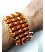 5 Mukhi Rudraksha Bracelet With Designer Gold Plated Caps (3 Lines) (1 Pc)
