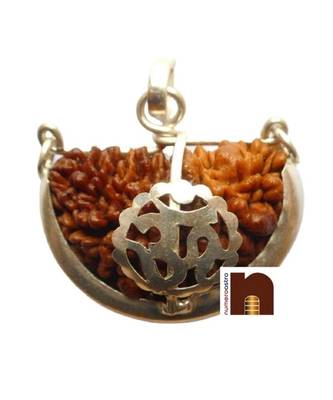 1 Mukhi Rudraksh | One Faced Rudraksha Om Pendant With Lab Certificate (White Metal Pendant) (1 Pc) 1