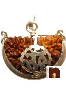 1 Mukhi Rudraksh | One Faced Rudraksha Om Pendant With Lab Certificate (White Metal Pendant) (1 Pc)