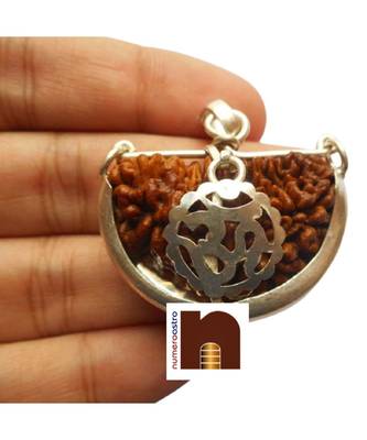 1 Mukhi Rudraksh | One Faced Rudraksha Om Pendant With Lab Certificate (White Metal Pendant) (1 Pc) 2