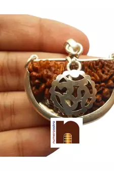 1 Mukhi Rudraksh | One Faced Rudraksha Om Pendant With Lab Certificate (White Metal Pendant) (1 Pc)