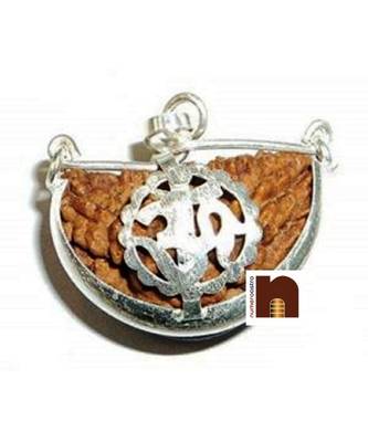 1 Mukhi Rudraksh | One Faced Rudraksha Om Pendant With Lab Certificate (White Metal Pendant) (1 Pc) 3