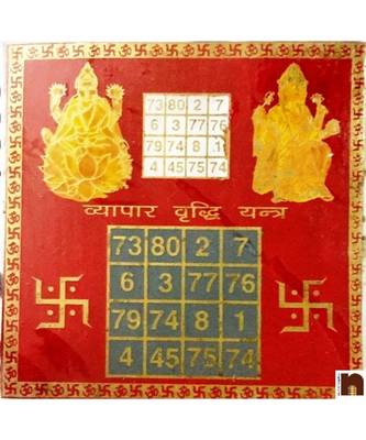 Shri Vyapar Vridhi Yantra In Brass Colour Yantra (8 Cms) (Pack of 1) 1