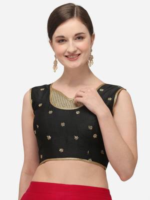 Phantom Silk Work  Black Blouse With V Neck  Bl 20083 Black   1