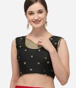 Phantom Silk Work  Black Blouse With V Neck  Bl 20083 Black  