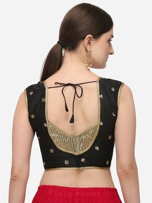 Phantom Silk Work  Black Blouse With V Neck  Bl 20083 Black   2