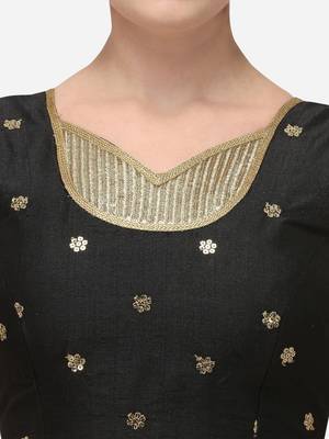 Phantom Silk Work  Black Blouse With V Neck  Bl 20083 Black   4