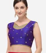 Phantom Silk Work  Blue Blouse With V Neck  Bl 20083 Blue  