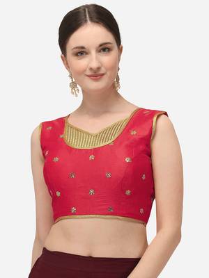 Phantom Silk Work Light Pink Blouse With V Neck  (BL 20083 LightPink) 1