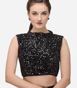 Silver Velvet Blouse With Collar Neck  (BL 20084 Silver)