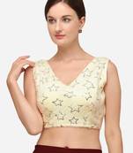 Sequences Cream Silk Blouse With V Neck Bl 20087 Cream  Freesize