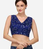 Sequences Navy Blue Silk Blouse With V Neck Bl 20087 Navyblue  Freesize