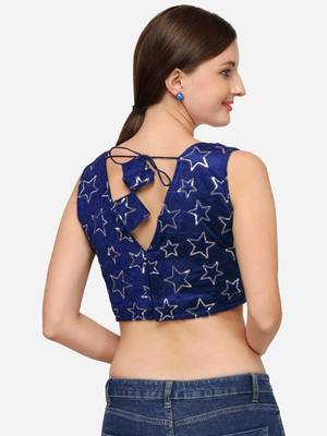 Sequences Navy Blue Silk Blouse With V Neck Bl 20087 Navyblue  Freesize 2