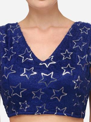 Sequences Navy Blue Silk Blouse With V Neck Bl 20087 Navyblue  Freesize 4
