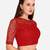 Embroidered & Sequences Work Red Net Blouse With Boat Neck   Red)FreeSize