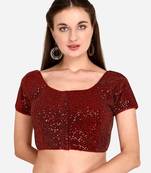 Sequences Work Red Net Blouse With Round Neck (BL 20089 Red)FreeSize