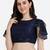 Embroidered & Sequences Work Navy Blue Net Boat Neck Blouse