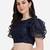 Embroidered & Sequences Work Navy Blue Net Boat Neck Blouse