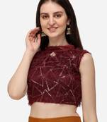 Sequences Work Red Silk Coller Neck Blouse