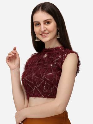 Sequences Work Red Silk Coller Neck Blouse 3