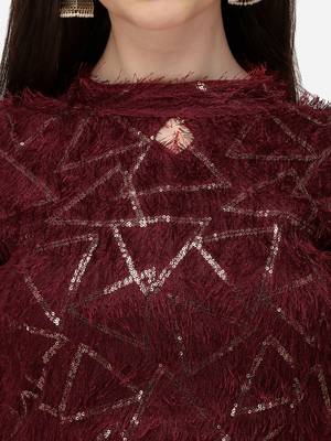 Sequences Work Red Silk Coller Neck Blouse 4