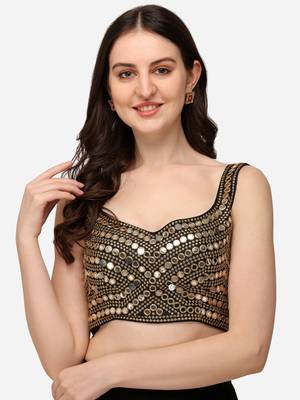 Embroidered Work Black Silk Sweethart Neck Blouse 1