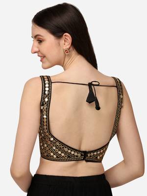Embroidered Work Black Silk Sweethart Neck Blouse 2