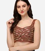 Embroidered Work Maroon Silk Sweethart Neck Blouse