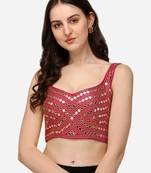 Embroidered Work Pink Silk Sweethart Neck Blouse