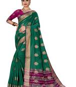 Light green woven chanderi silk saree with blouse