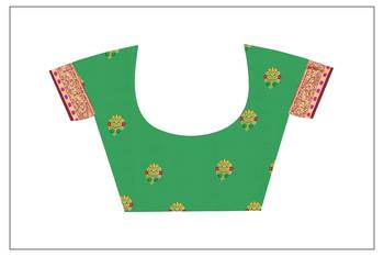 Brown woven chanderi silk saree with blouse 4