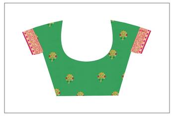 Rani pink woven chanderi silk saree with blouse 4