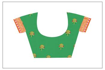 Orange woven chanderi silk saree with blouse 4