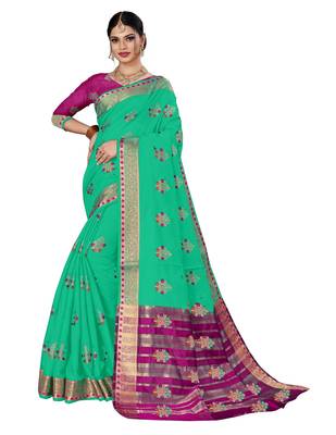 Light green woven chanderi silk saree with blouse 1