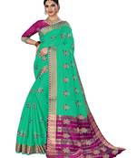 Light green woven chanderi silk saree with blouse