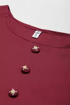 Maroon plain viscose rayon long-dresses