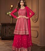 Rani-pink embroidered georgette salwar