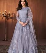 Light-purple embroidered net salwar