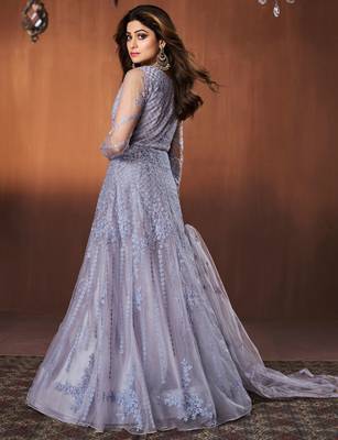 Light-purple embroidered net salwar 3
